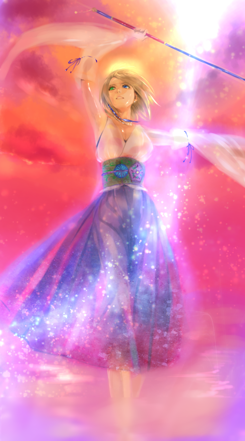 1girl, blue_eyes, blue_hakama, breasts, brown_hair, cleavage, commentary_request, detached_sleeves