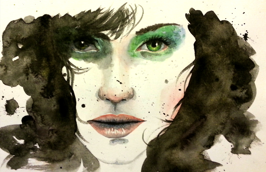 1girl, bangs, black_hair, commentary, emily_clark, english_commentary, eyelashes, green_eyes