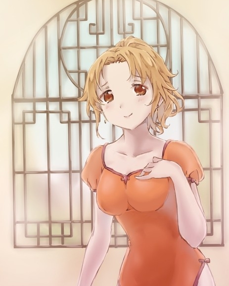1girl, alternate_costume, arc_the_lad, arc_the_lad_iii, breasts, brown_eyes, brown_hair, china_dress