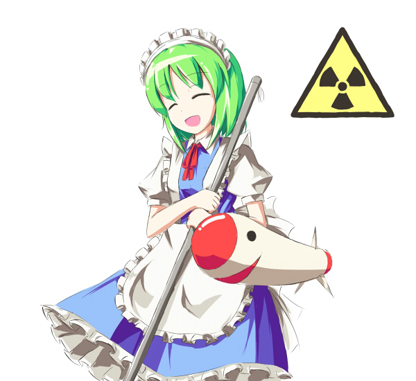 aikata, apron, closed_eyes, maid, mimi-chan, radiation_symbol, rocket, ruukoto