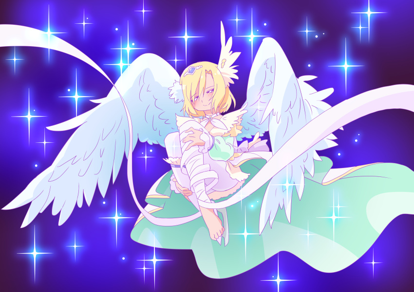 1boy, absurdres, androgynous, blonde_hair, bob_cut, closed_mouth, cure_infini, fetal_position