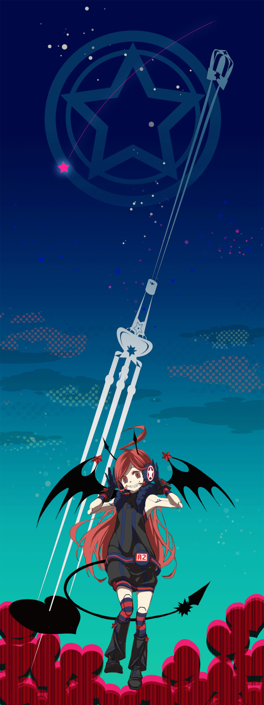 ahoge, android, antennae, bad_id, belt, boots, crazy_eyes, demon_girl