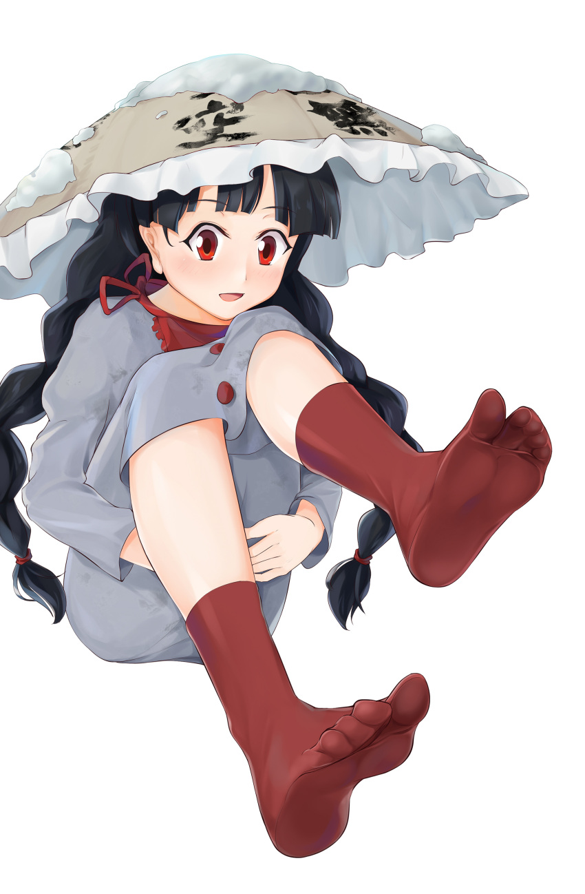 1girl, absurdres, ajirogasa, black_hair, braid, buttons, capelet, clothes_writing