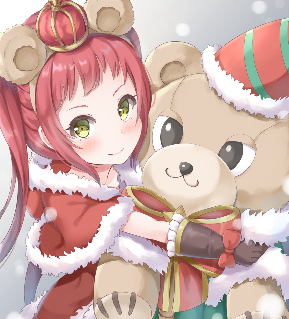 1girl, animal_ears, bangs, bear_ears, blush, bow, brown_gloves, brown_hairband