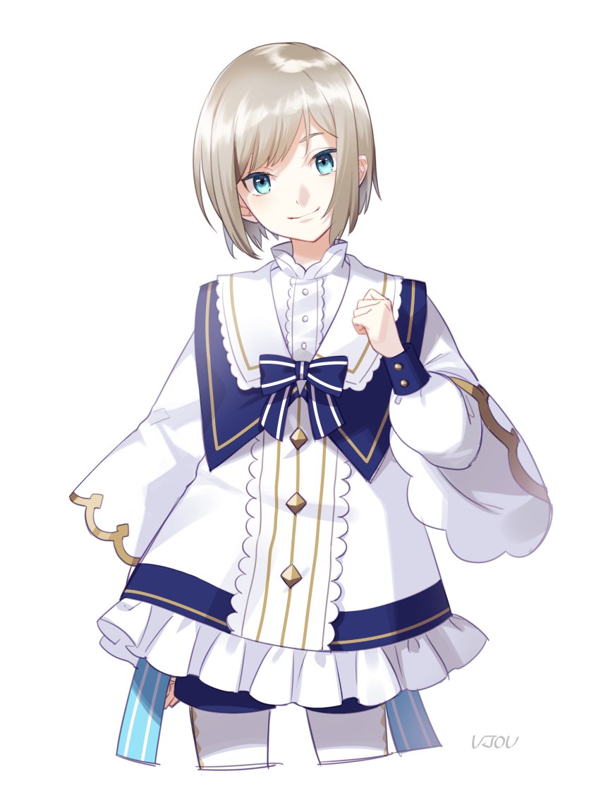 1boy, blonde_hair, blue_eyes, dragalia_lost, elias_(dragalia_lost), long_sleeves, male_focus, puffy_long_sleeves