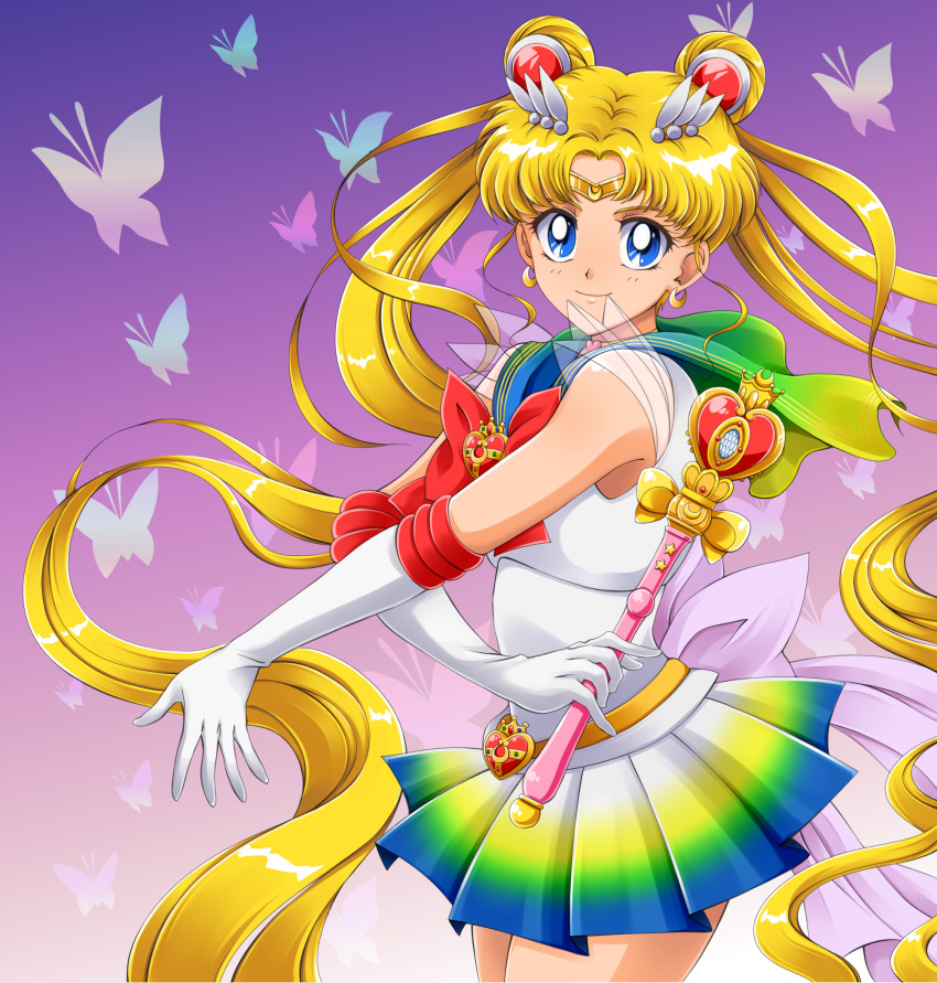 1girl, absurdly_long_hair, bishoujo_senshi_sailor_moon, blonde_hair, blue_eyes, bow, bowtie, bug