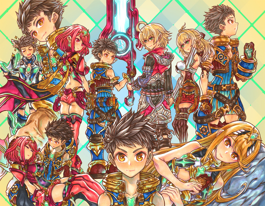 armor, bangs, blonde_hair, blue_eyes, breasts, cleavage, cleavage_cutout, covered_navel