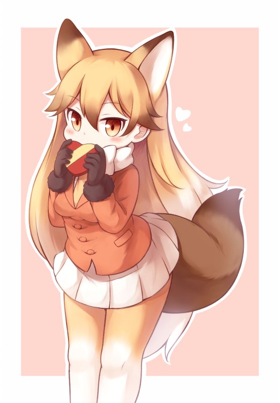1girl, animal_ears, black_fur, black_gloves, blazer, blonde_hair, blush, bow