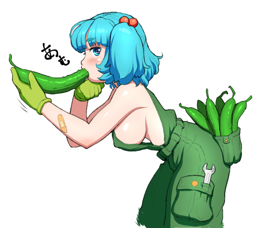 1girl, bandaid_on_arm, bangs, bare_shoulders, blue_eyes, blue_hair, blunt_bangs, bow