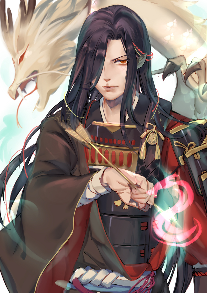 1boy, absurdres, animal_ears, armor, arrow, artist_request, black_hair, brown_eyes
