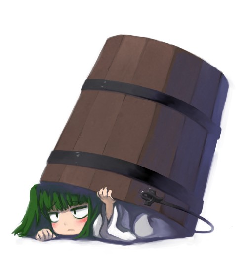 bucket, green_hair, hiding, in_bucket, in_container, kisume, shiden, short_hair