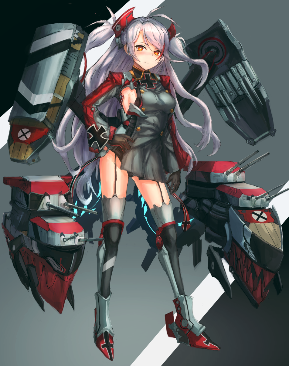 1girl, armored_boots, armpit_cutout, azur_lane, bangs, blush, boots, breasts