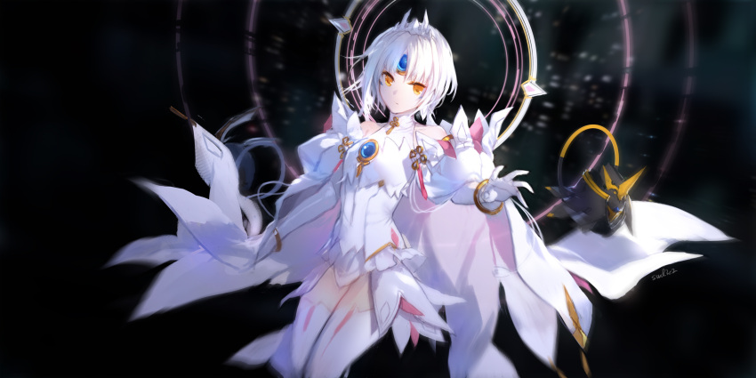 1girl, artist_name, bangle, bangs, bare_shoulders, black_background, blurry, bracelet