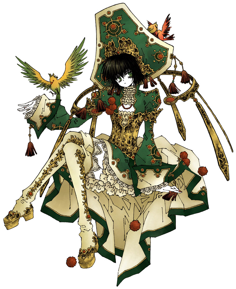 bird, bird_on_head, birds, black_hair, boots, green_eyes, hat, karezel, lace, seth_nightroad, short_hair, thigh-highs, thigh_boots, thighhighs, trinity_blood