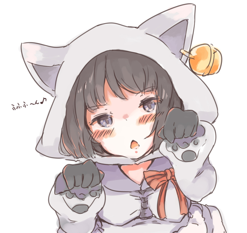 1girl, animal_hood, bangs, bell, blush, bravely_default:_fairy's_effect, bravely_default_(series), breasts