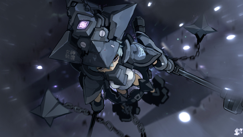 1girl, absurdres, aircraft, airplane, chains, elbow_gloves, falling, gloves