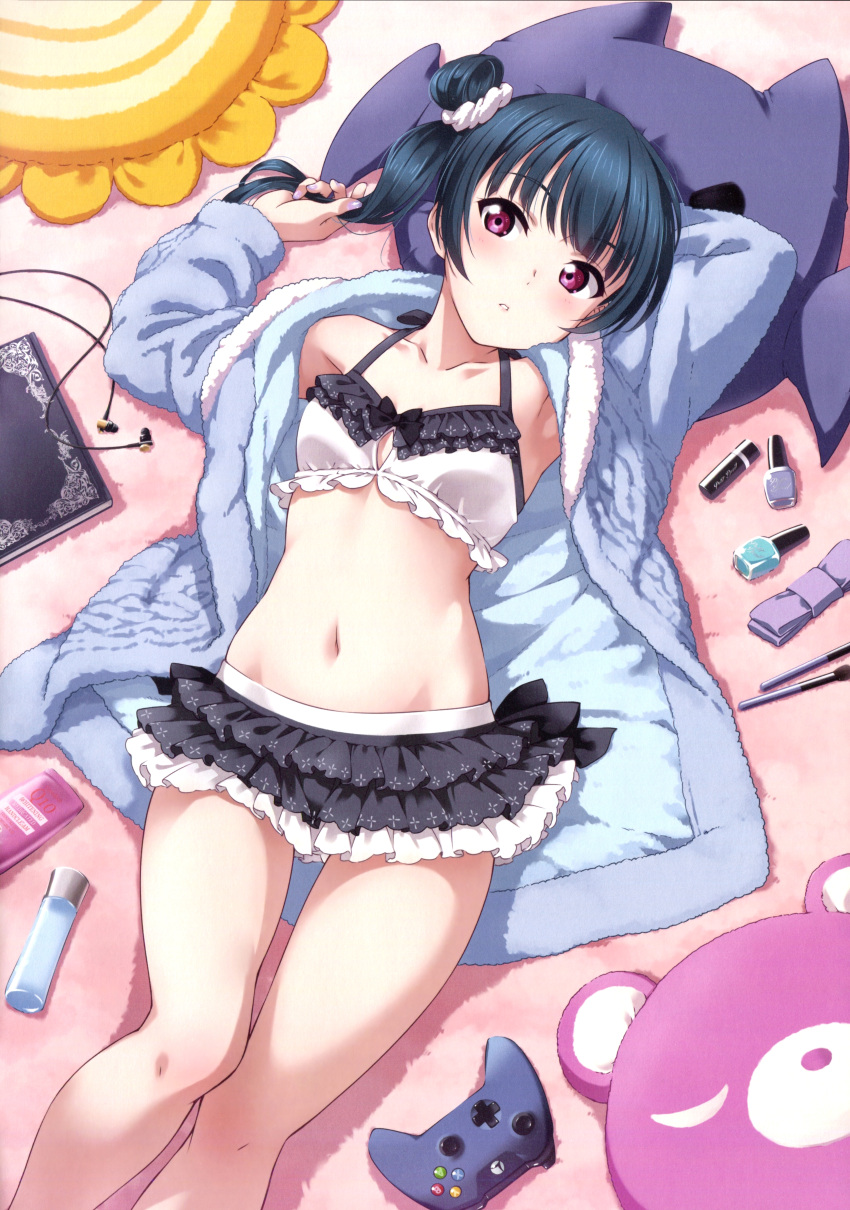 1girl, 2017, :o, absurdres, arm_behind_head, armpits, arms_up, bangs