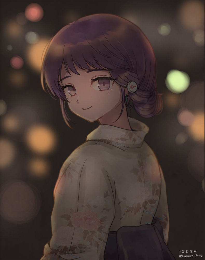 1girl, arc_the_lad, commentary_request, earrings, japanese_clothes, jewelry, kimono, kukuru_(arc_the_lad)