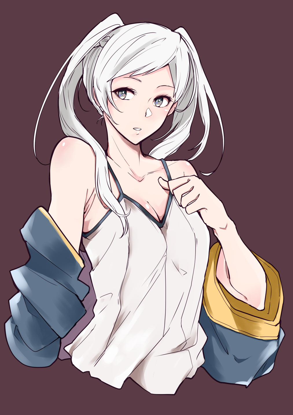 1girl, bare_shoulders, breasts, camisole, cleavage, cloak, collarbone, female_my_unit_(fire_emblem:_kakusei)