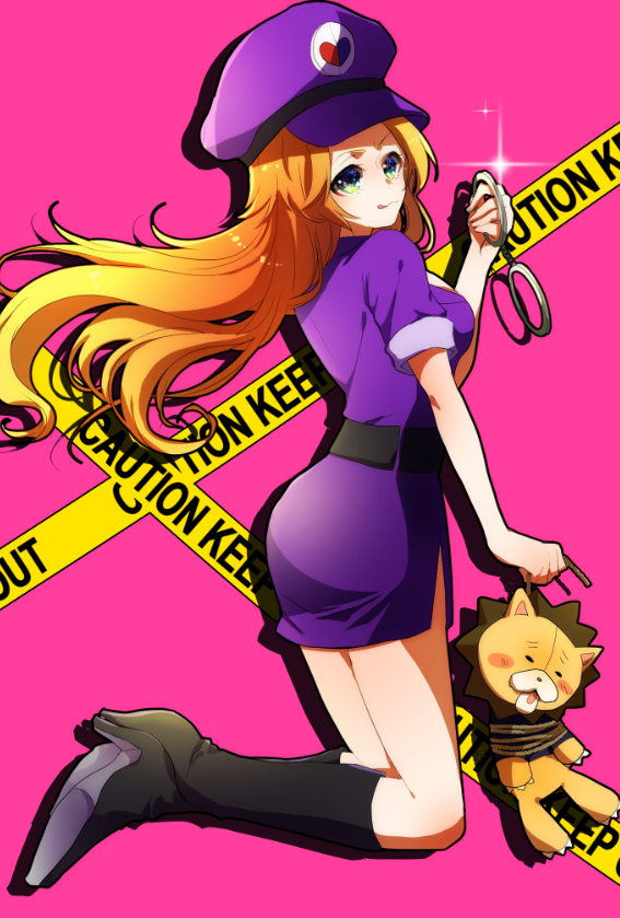 1girl, :q, black_footwear, bleach, blonde_hair, boots, breasts, cuffs