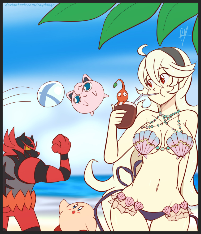 1girl, beach, bikini, claws, creatures_(company), female_my_unit_(fire_emblem_if), fire_emblem, fire_emblem_cipher