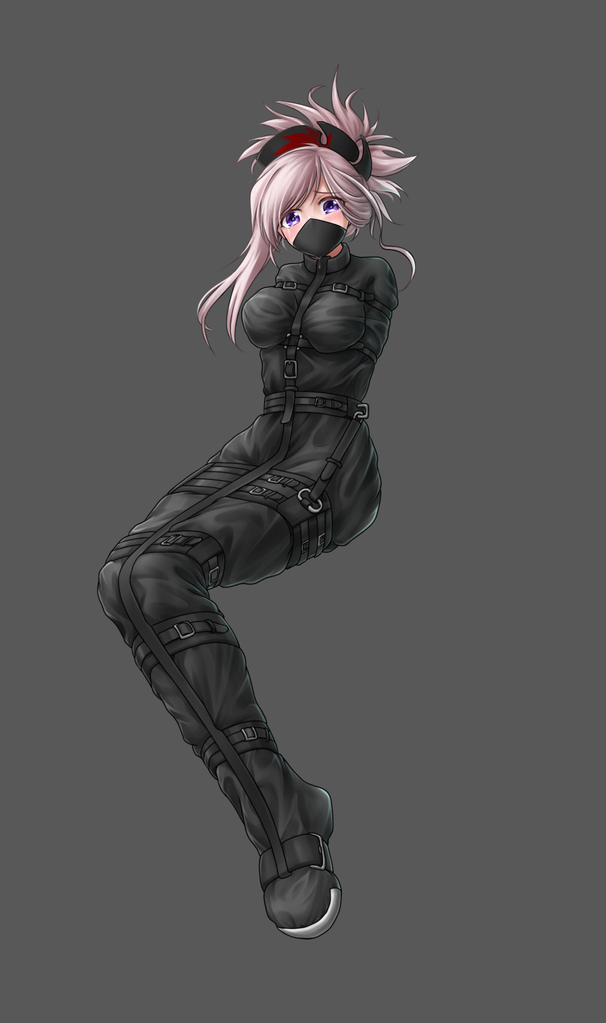 1girl, 971197253, absurdres, asymmetrical_hair, bdsm, belt_buckle, bodysuit, bondage