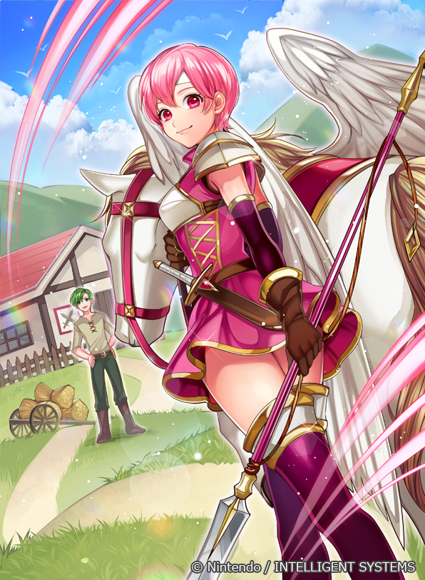 1boy, 1girl, abel_(fire_emblem), armor, ass, bangs, belt, bird