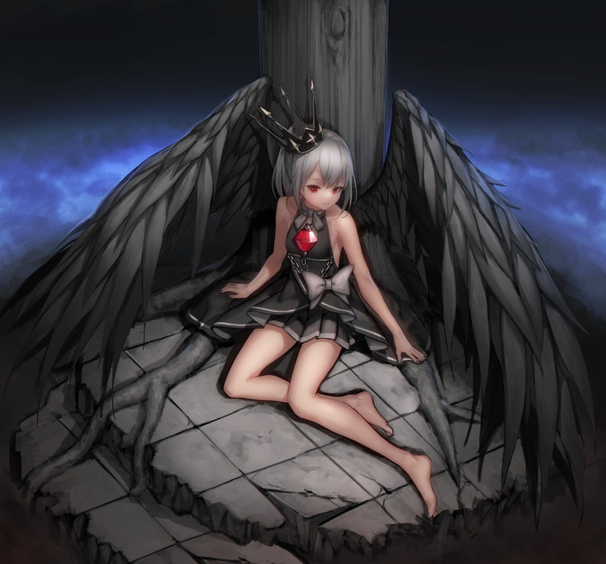 1girl, absurdres, arm_support, armpits, bangs, bare_arms, bare_legs, bare_shoulders