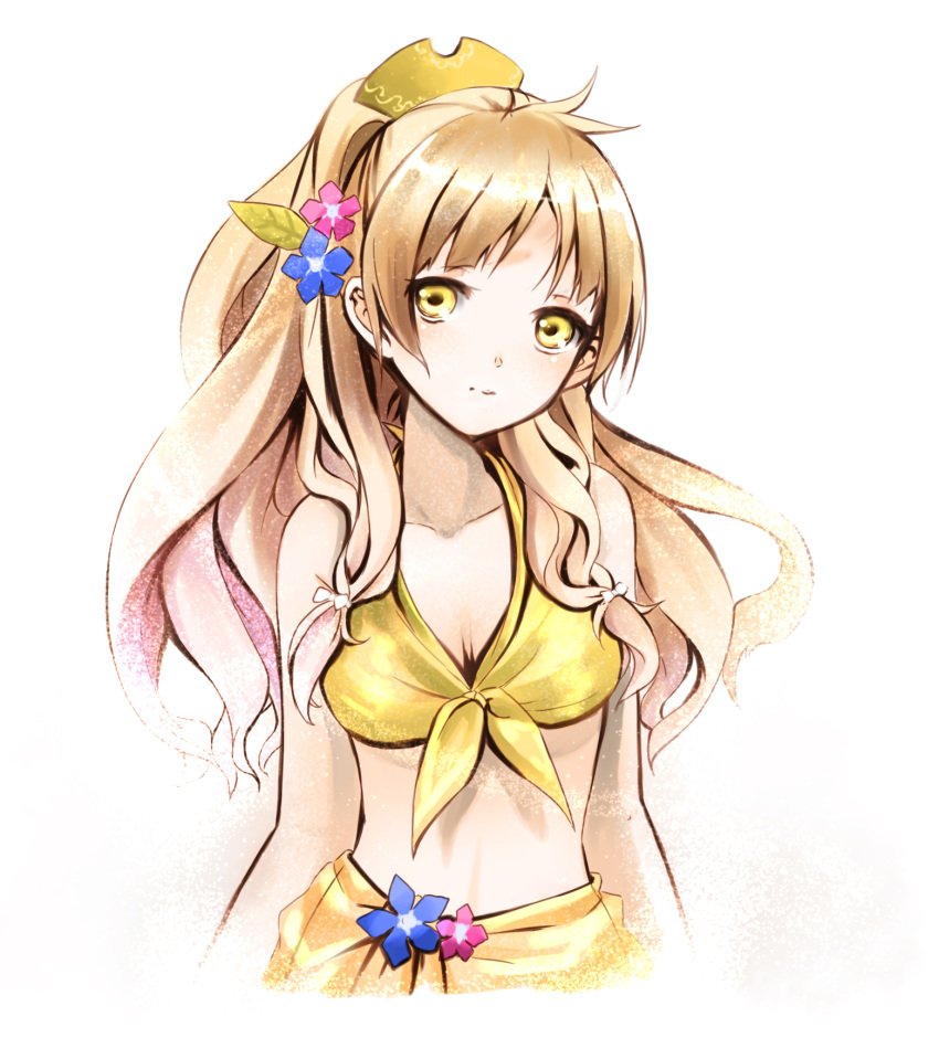 1girl, atelier_(series), atelier_ayesha, ayesha_altugle, blonde_hair, blue_flower, bow, breasts