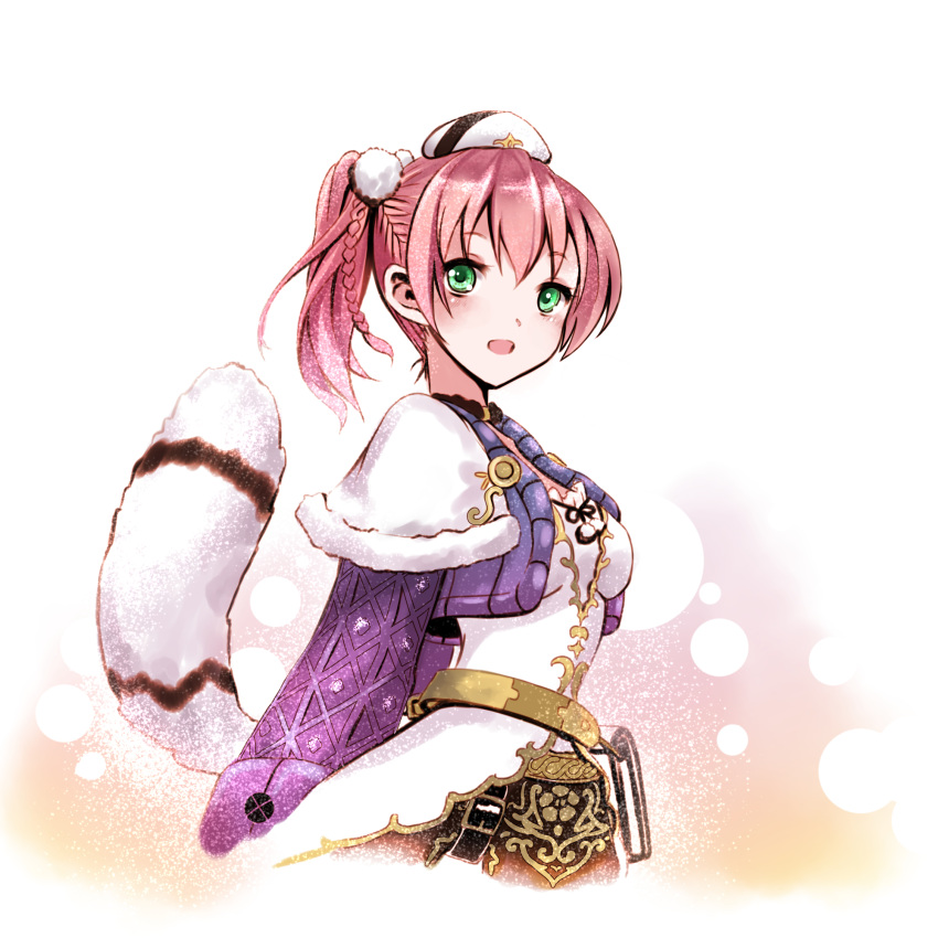 1girl, animal_hat, atelier_(series), atelier_escha_&amp;_logy, belt, black_ribbon, braid, capelet