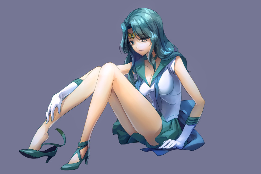 1girl, aqua_footwear, aqua_hair, aqua_sailor_collar, aqua_skirt, bishoujo_senshi_sailor_moon, blue_eyes, chocofox