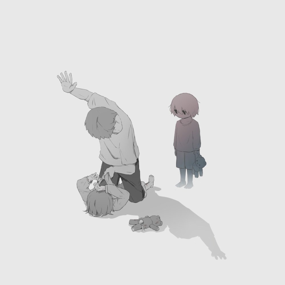 2boys, avogado6, child_abuse, commentary, domestic_violence, ghost, greyscale, monochrome