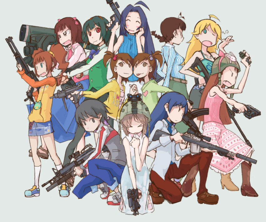 akizuki_ritsuko, amami_haruka, antenna_hair, call_of_duty, call_of_duty_4, everyone, futami_ami, futami_mami