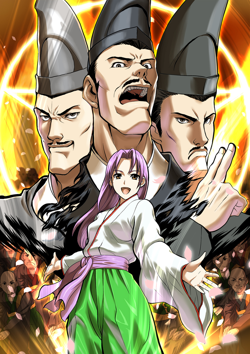 brown_eyes, douman_seiman, g-tetsu, gouketsuji_ichizoku, highres, japanese_clothes, kannushi, kotohime_(goketsuji_ichizoku)