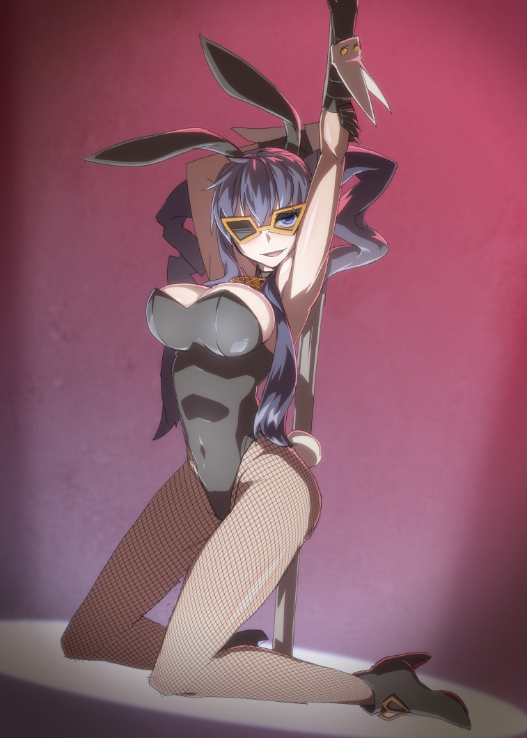 1girl, animal_ears, armpits, arms_up, bangs, black_footwear, black_gloves, black_hair
