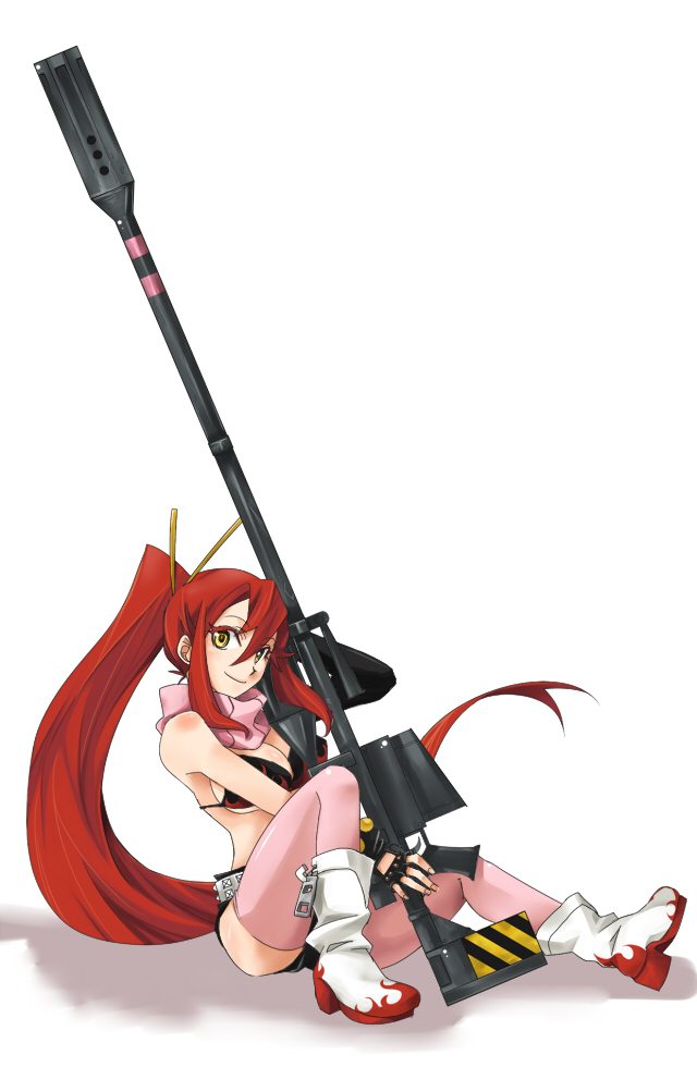 bikini_top, gun, motomoto_saji, mudo, swimsuit, tengen_toppa_gurren_lagann, thigh-highs, thighhighs