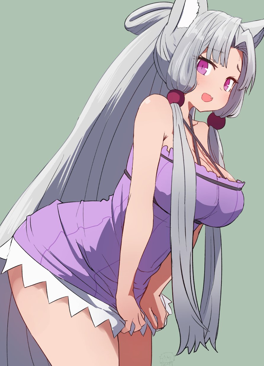 1girl, :d, animal_ears, bangs, bare_shoulders, blush, breasts, chibi