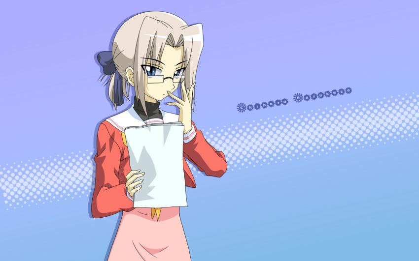 1girl, glasses, harukaze_chiharu, hayate_no_gotoku!, ribbon, tsurime_eyes