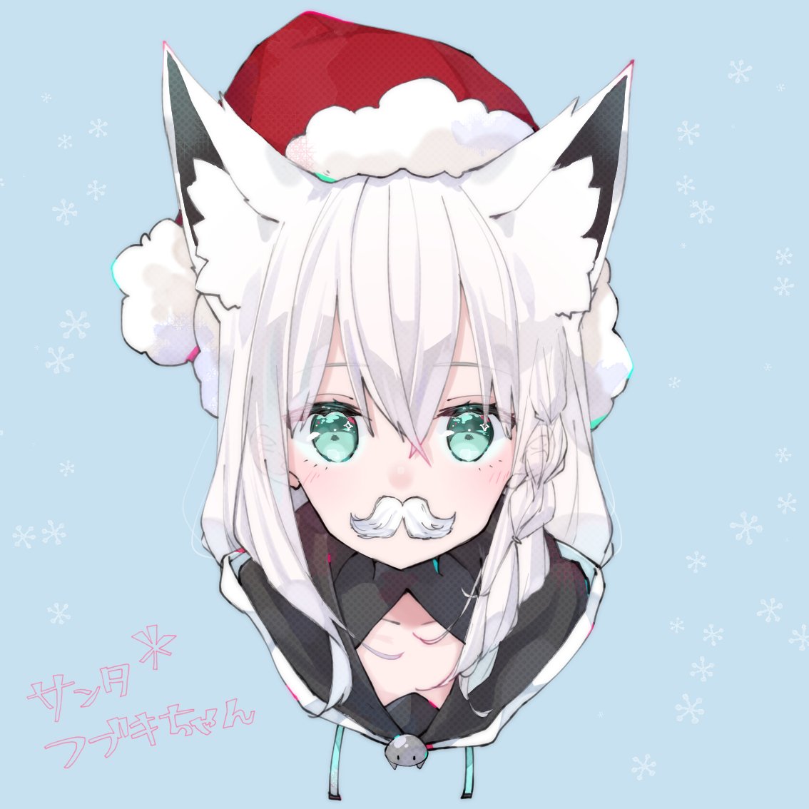 1girl, animal_ears, aoiro_0w0, blue_background, blue_eyes, braid, collarbone, commentary_request