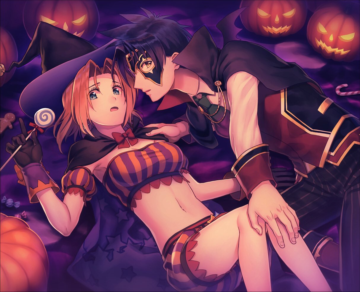 1boy, 1girl, armpits, blonde_hair, breasts, cecilia_lynne_adelhyde, cleavage, commentary_request