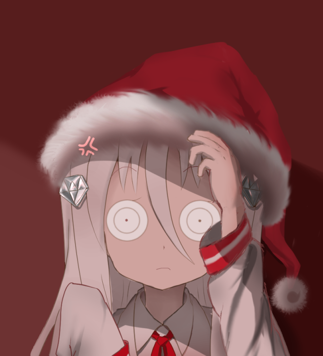 anger_vein, angry, diamond_hair_ornament, hand_on_headwear, hat, himouto!_umaru-chan, jacket, kongou_hikari