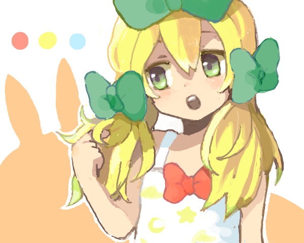 1boy, bare_shoulders, blonde_hair, blue_eyes, bow, crossdressinging, dress, green_eyes, hair_bow, leopold_stotch, long_hair, male_focus, marjorine, solo, south_park, trap, twintails, yoyterra