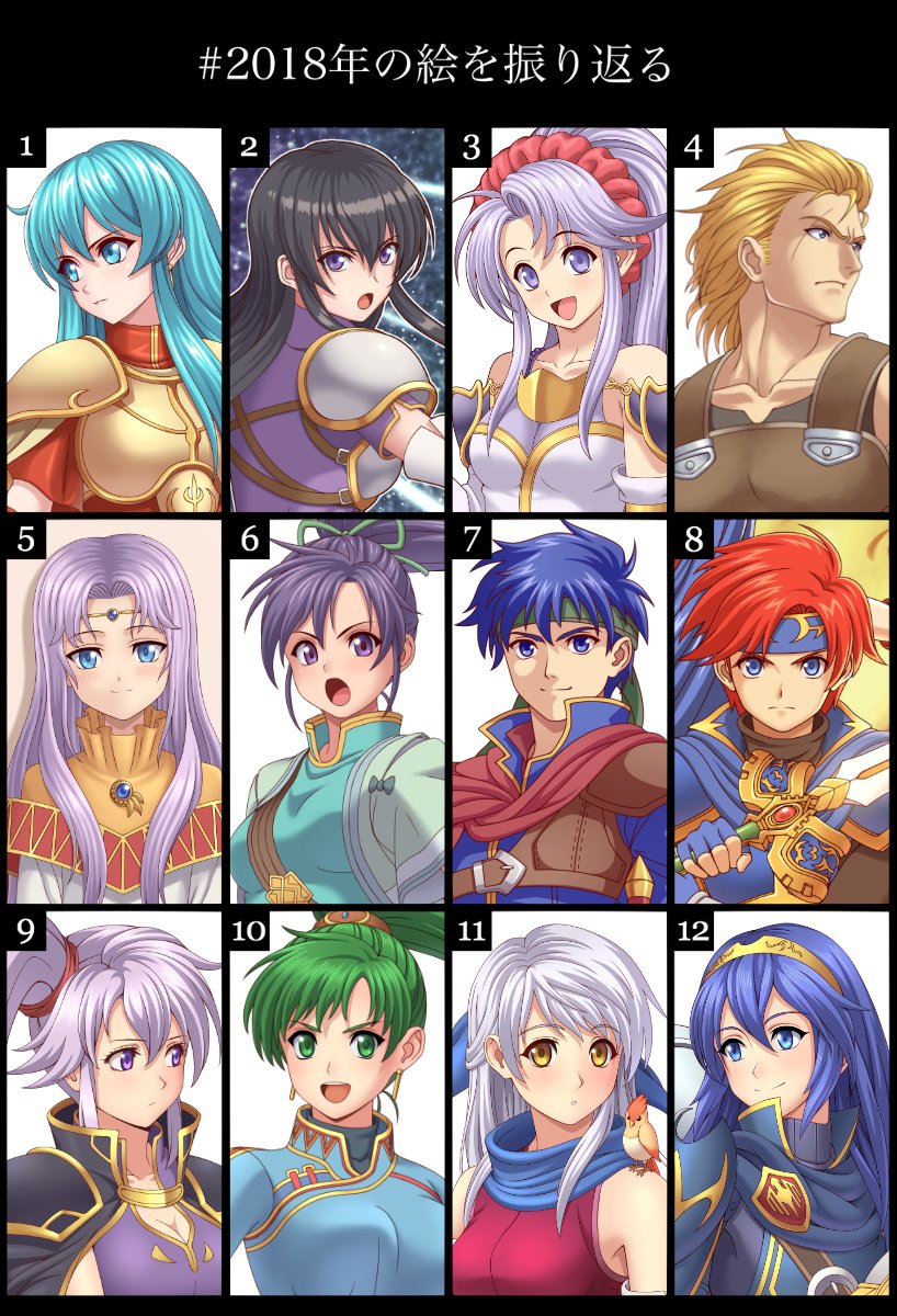3boys, 6+girls, aira_(fire_emblem), animal, animal_on_shoulder, armor, bangs, bird