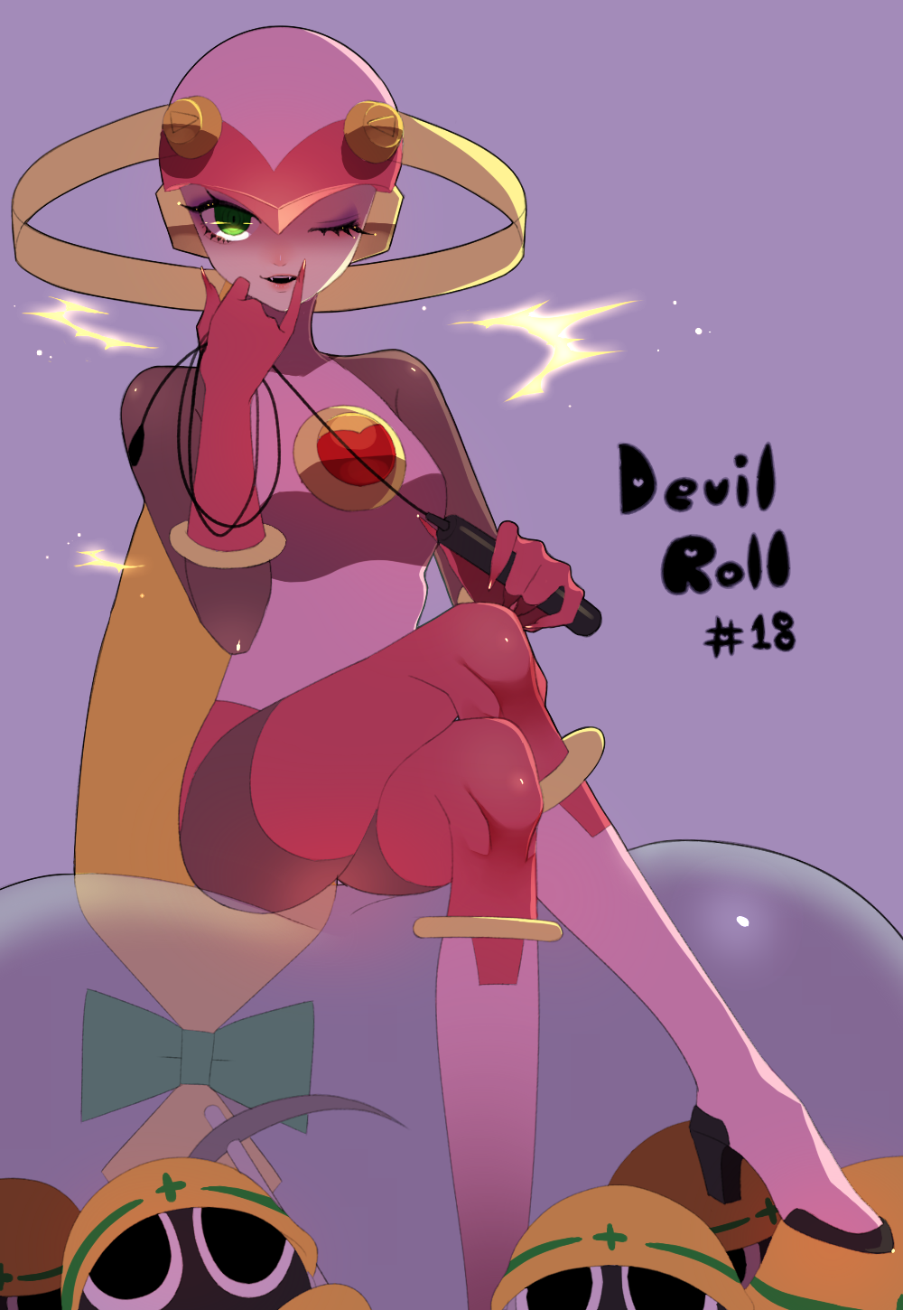 1girl, blonde_hair, bodysuit, boots, breasts, dark_persona, elbow_gloves, episode_number