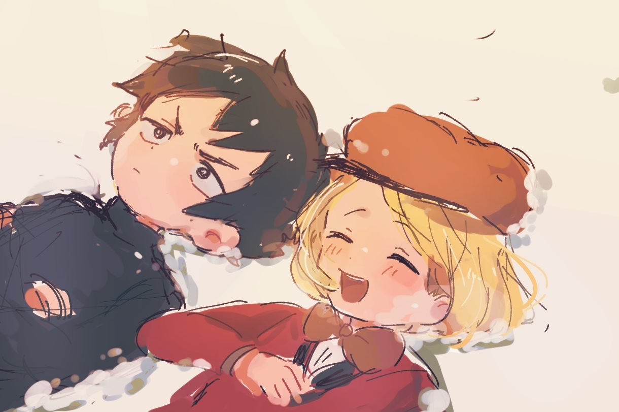 2boys, black_hair, blonde_hair, bow, bowtie, closed_eyes, crossed_arms, damien_thorn