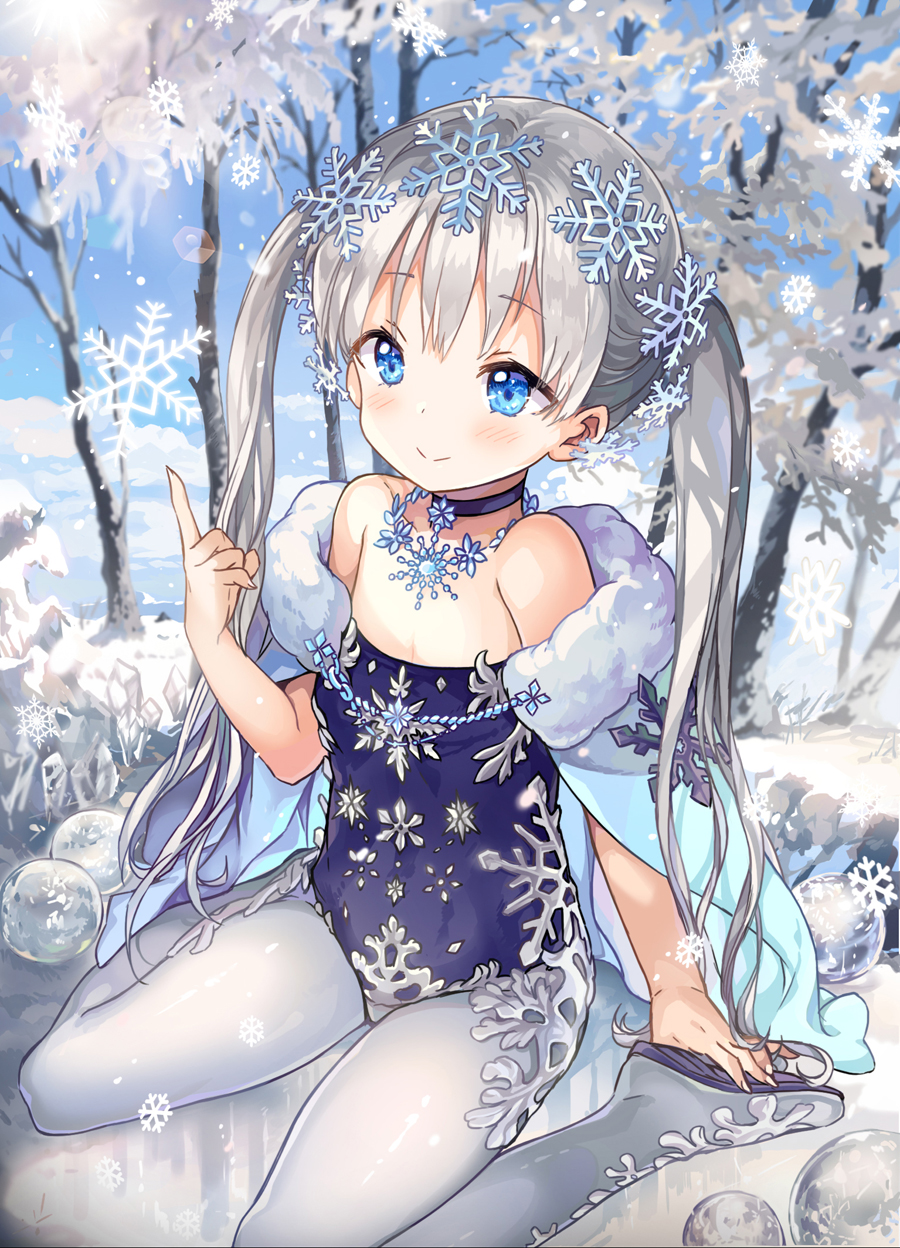 1girl, bangs, bare_shoulders, bloated, blue_eyes, blue_leotard, blue_sky, blush