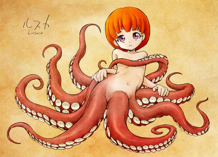 1girl, flat_chest, looking_at_viewer, monster_girl, navel, nib_pen_(medium), original, redhead