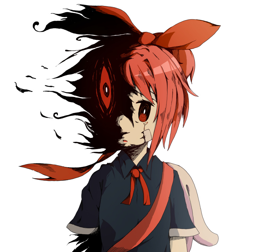 1girl, absurdres, animal_ears, bag, crying, crying_with_eyes_open, empty_eyes, hair_ribbon