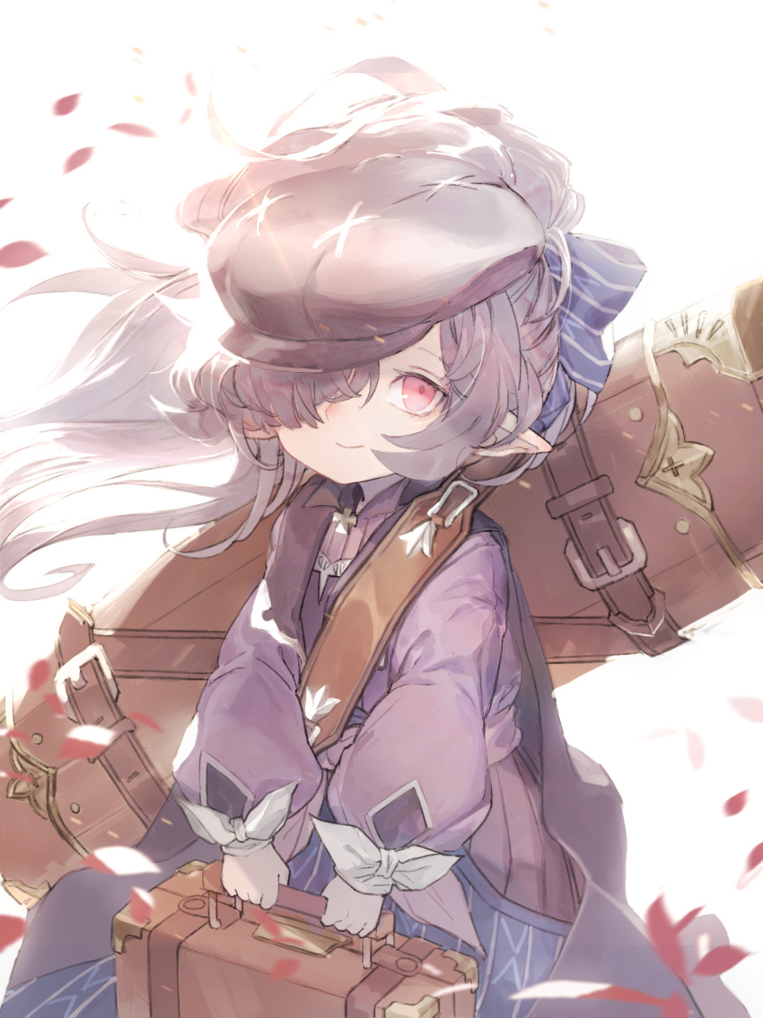 1girl, alternate_costume, alternate_hairstyle, cape, case, chul_(pacifique), dress, flower