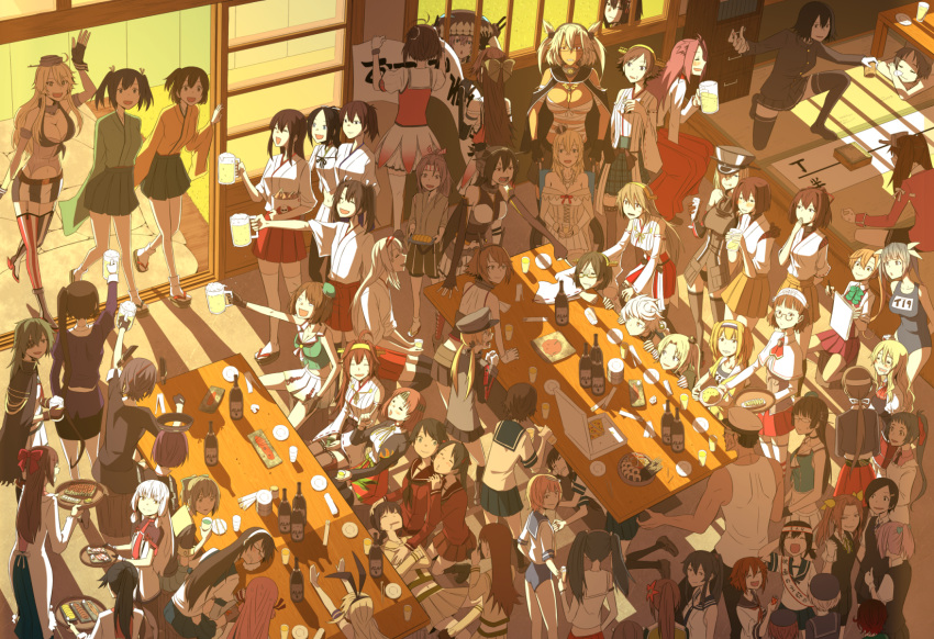 1boy, 6+girls, admiral_(kantai_collection), akagi_(kantai_collection), akashi_(kantai_collection), akigumo_(kantai_collection), akitsu_maru_(kantai_collection), akitsushima_(kantai_collection)